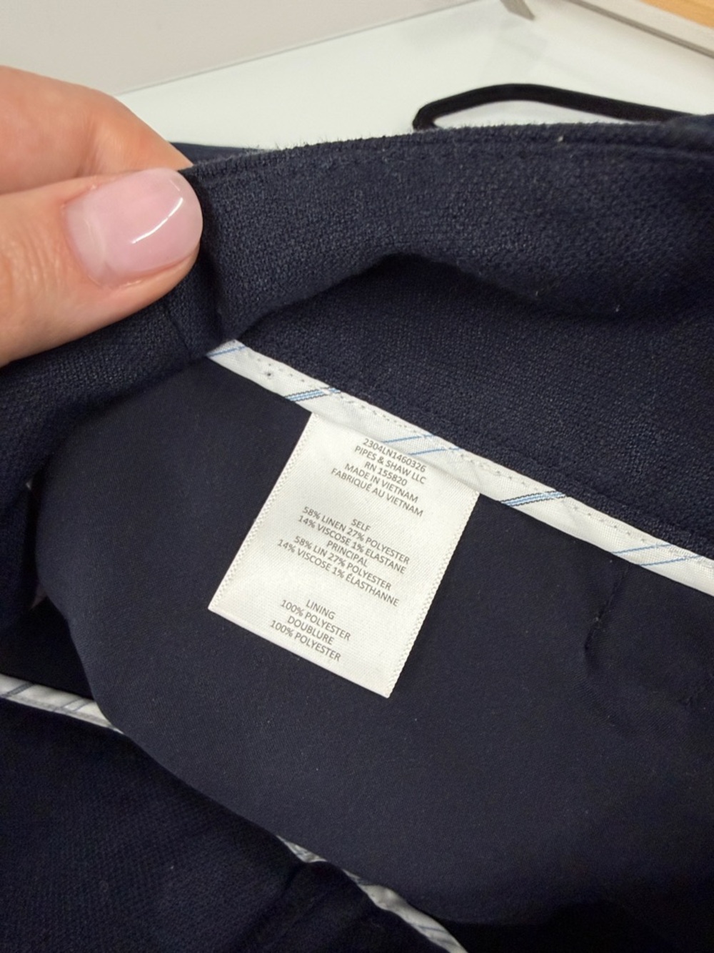 Veronica Beard Kuna linen blend wide navy leg pants 8 - Picture 9 of 9